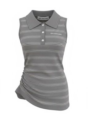 Ann Andelman Gray striped knitted vest EUC Size XS